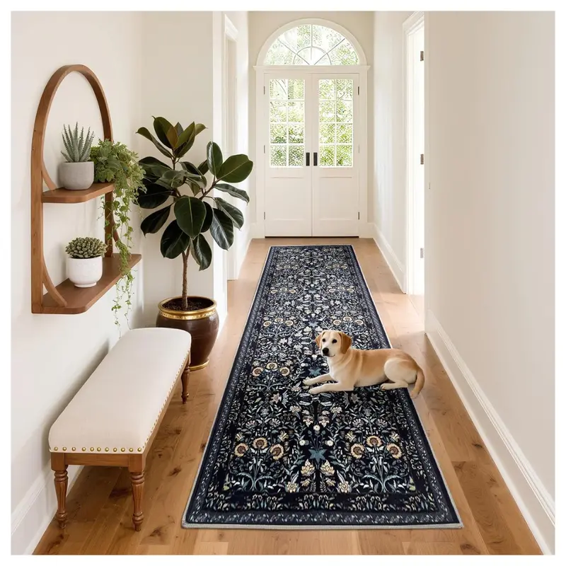 2' X 10' Washable Floral Boho Hallway Runner Rugs 1