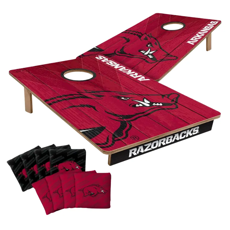 2' X 3' Ncaa Arkansas Razorbacks Wood Cornhole Game With Logo Bags 1