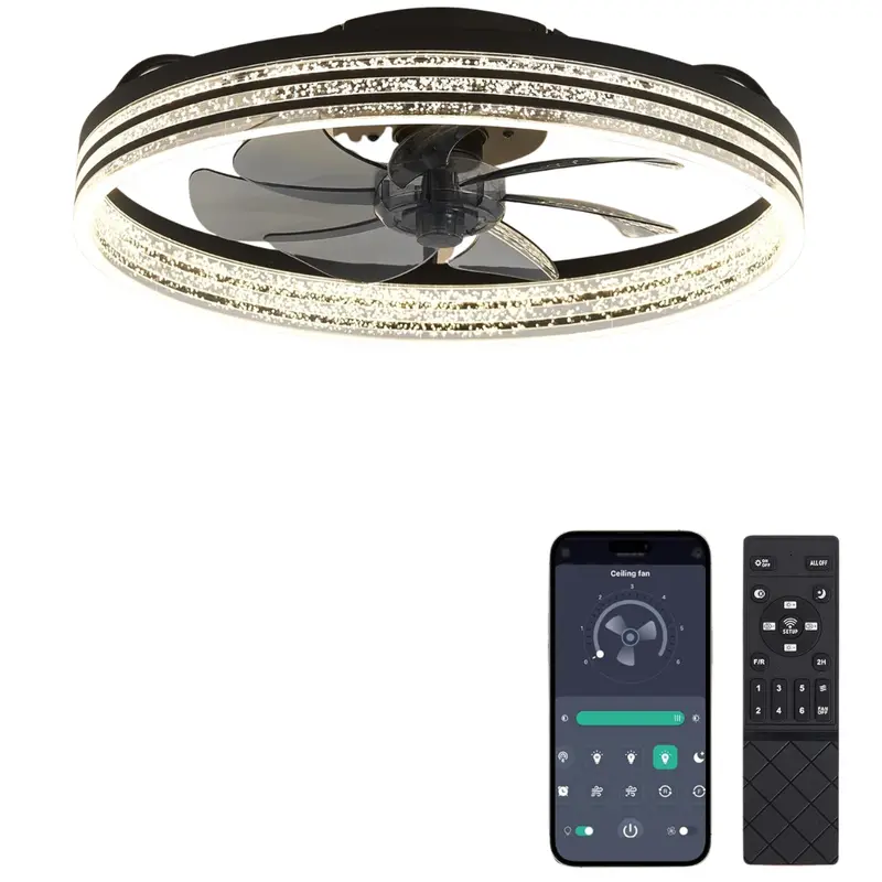 20'' Black And White Flush Mount Low Profile Modern Ceiling Fans 1
