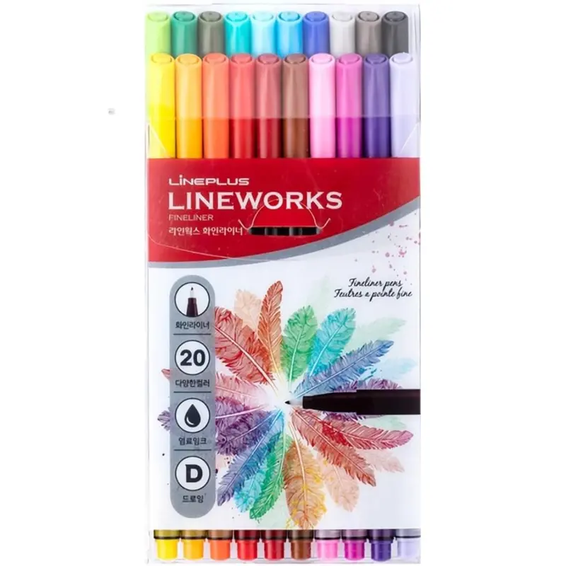 20-Count Lineplus Lineworks 0.3Mm Fiber Tip Fineliner Pen Set 1
