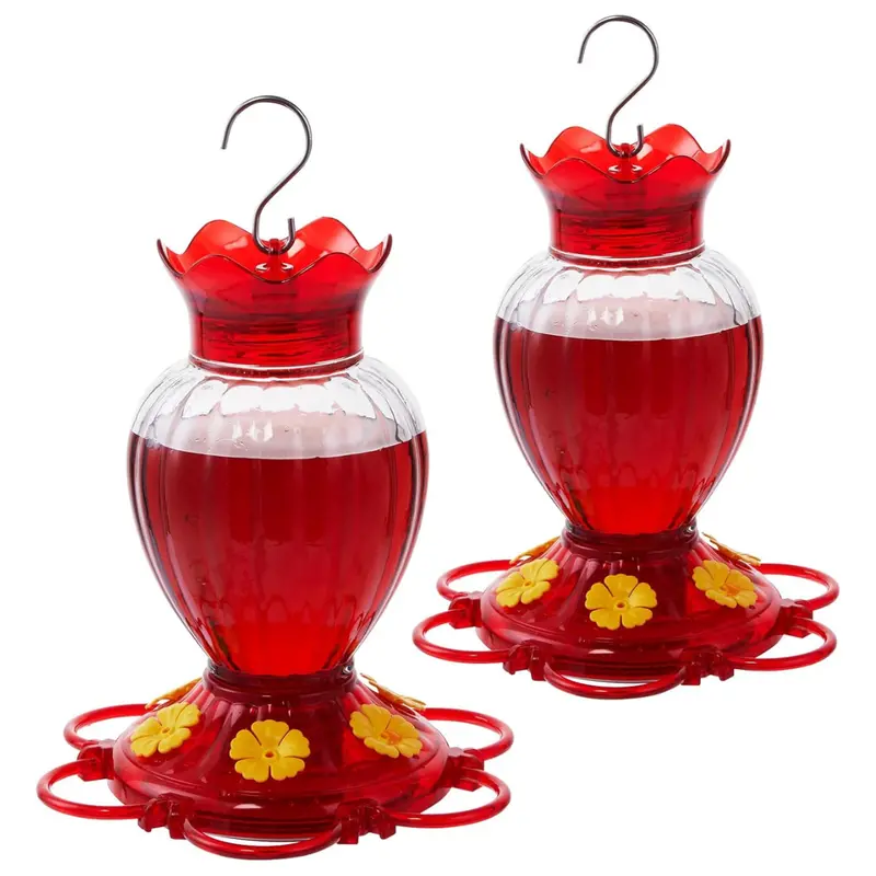 20 Oz Set Of 2 Plastic 6 Feeding Ports Hummingbird Feeders 1