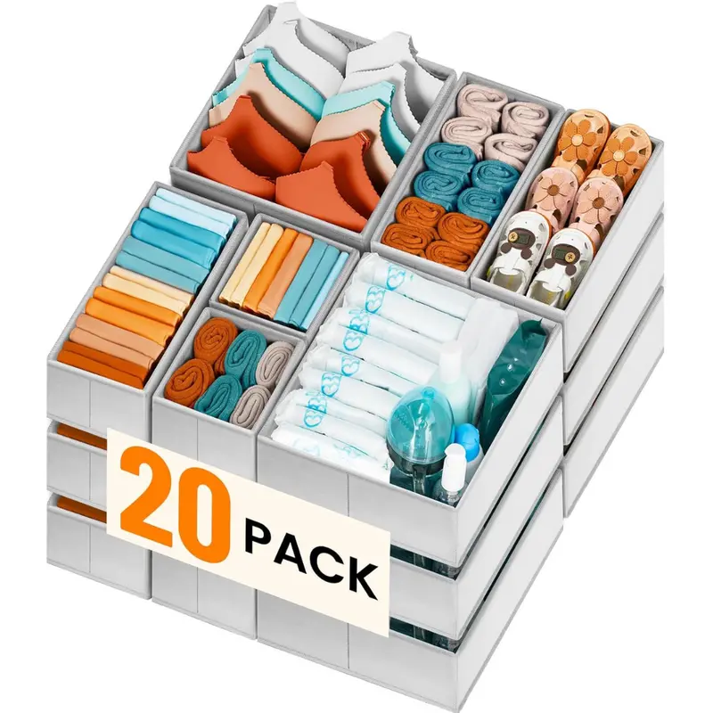 20-Pack Criusia Drawer Clothes Organizer Bins 1