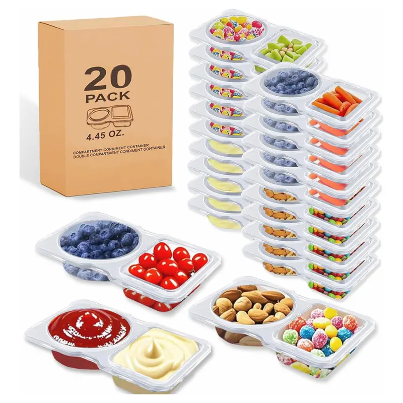 20-Pack Double Compartment Snack Containers With Lids 1