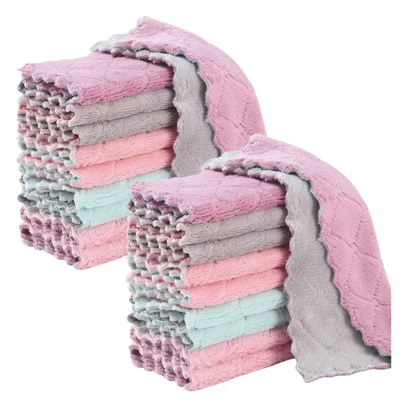 20-Pack Kitchen Super Soft And Absorbent Coral Fleece Dish Towels 1