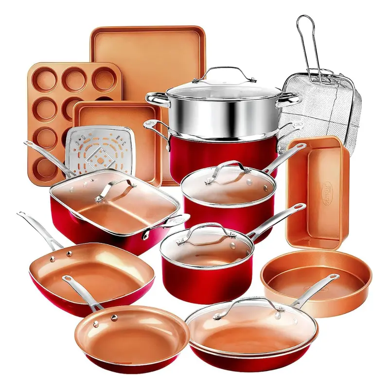 20-Piece Gotham Nonstick Steel Pots And Pans Set With Lids 1