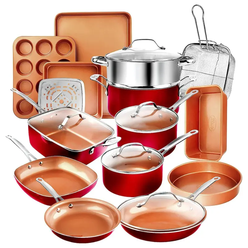 20-Piece Gotham Nonstick Steel Pots And Pans Set With Lids 1