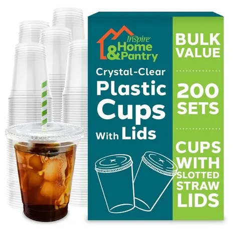 200 12Oz Plastic Cups With Lids 1