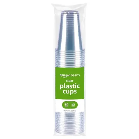 200 16Oz Amazon Basics Disposable Clear Plastic Cups 1
