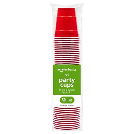 200 9Oz Amazon Basics Small Disposable Red Plastic Party Cups 1