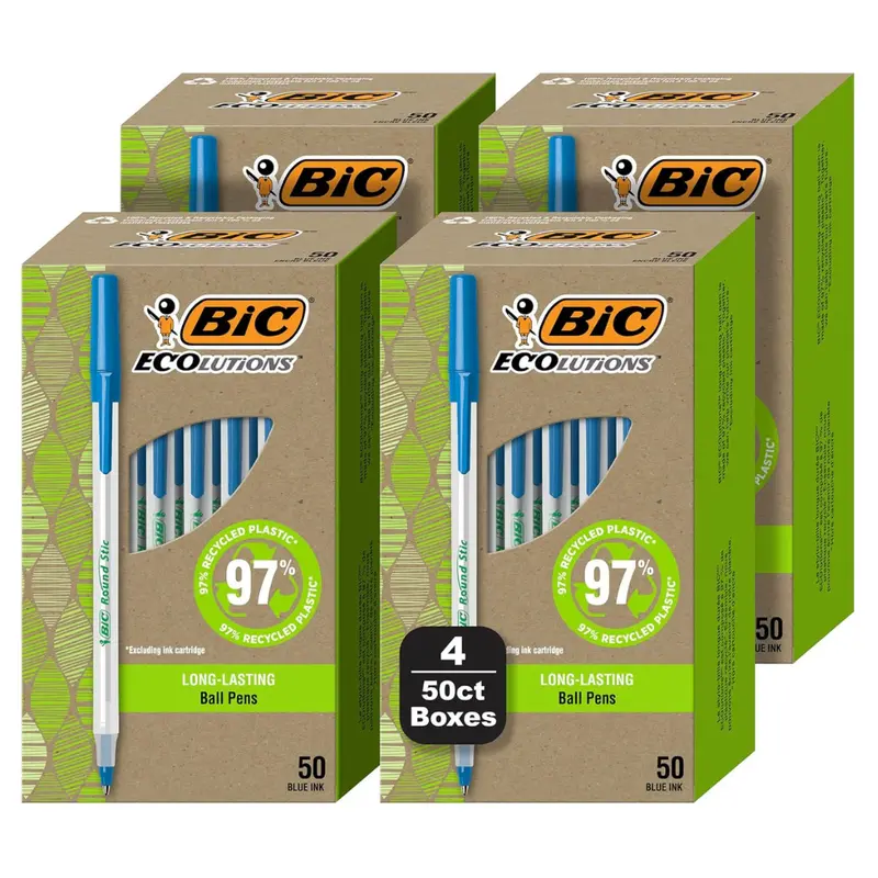 200-Count Bic Ecolutions Round Stic Blue Ink Ballpoint Pens 1