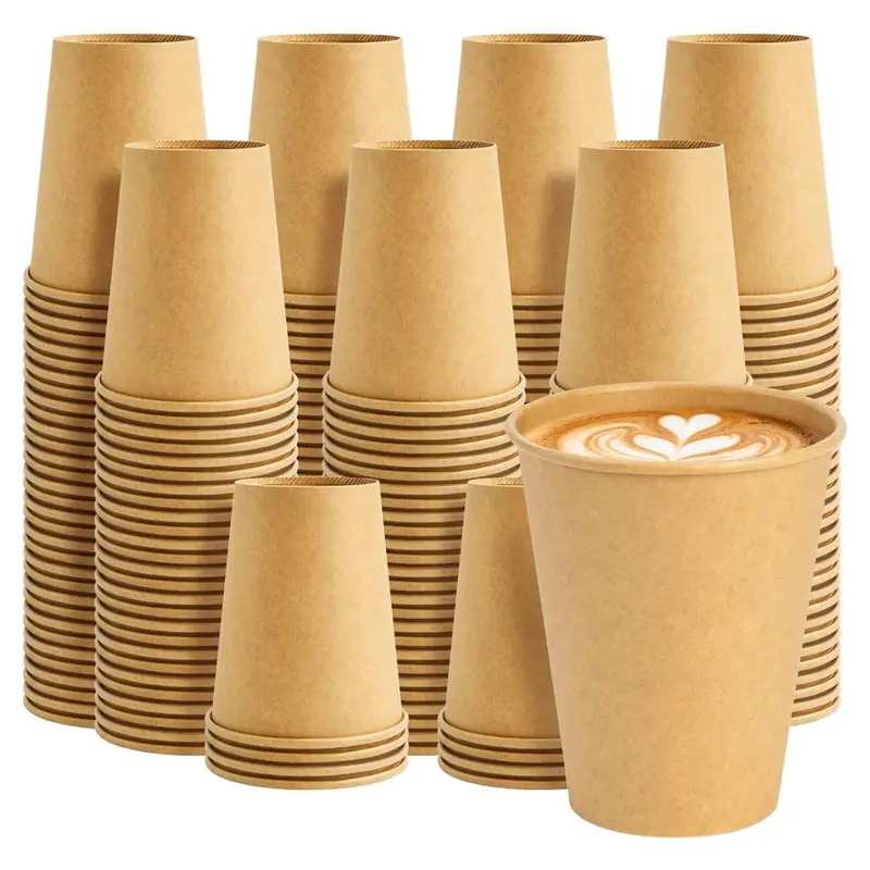 200-Pack 8 Oz Brown Disposable Paper Coffee Cups 1