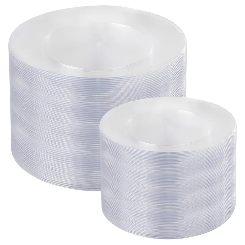 200-Piece I00000 Clear Plastic Plate Set For 100 Guests 1