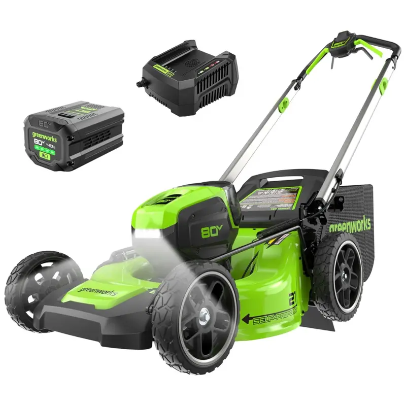 21" Greenworks 80V Brushless Cordless Lawn Mower W/ 4Ah Battery & Charger 1