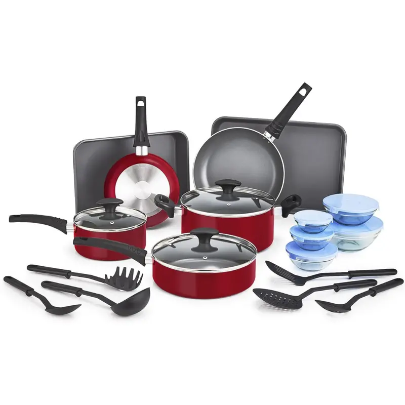 21-Piece Bella Pots And Pans Cookware Set With Glass Lids 1