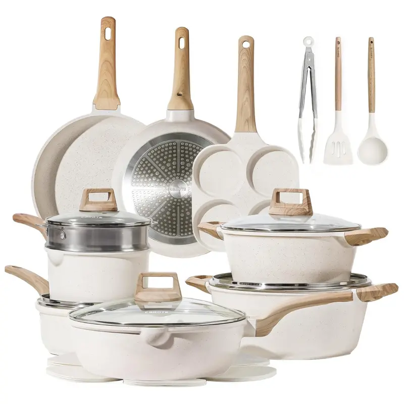 21-Piece Carote Nonstick Pots & Pans Set With Frying Pans & Saucepans 1