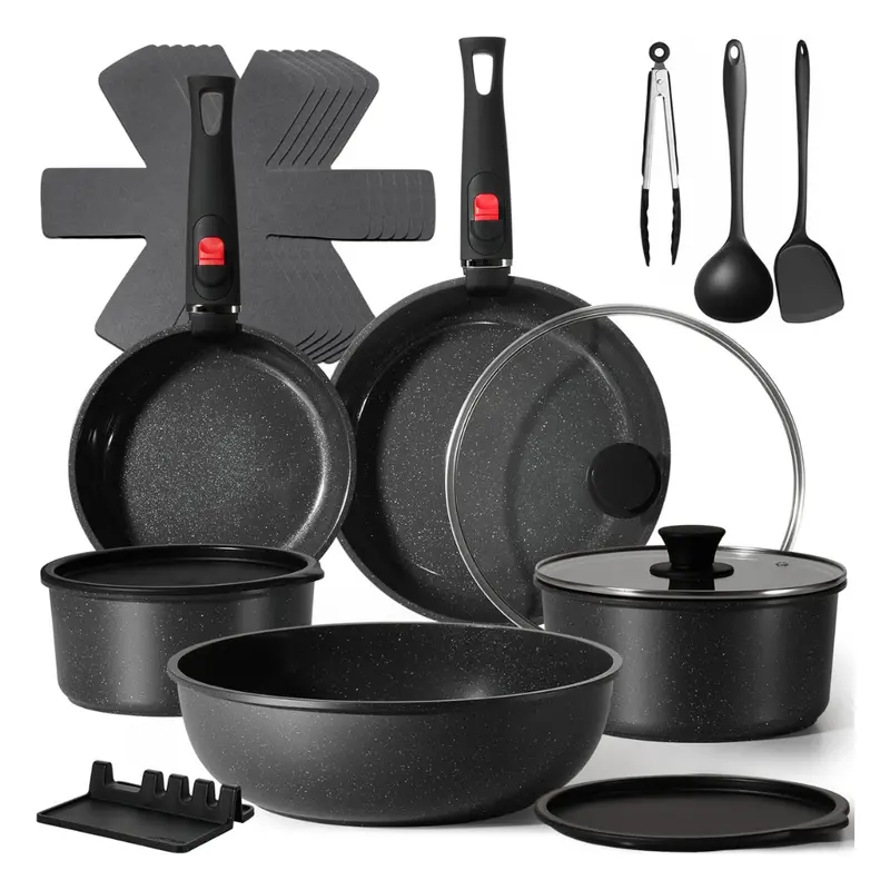 21-Piece Ceramic Nonstick Pots And Pans Cookware Set With Handles 1