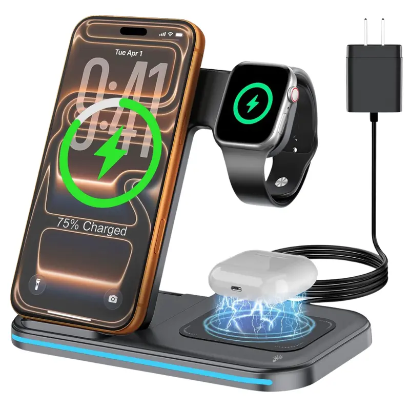 21W 3-In-1 Qi Wireless Charging Station 1