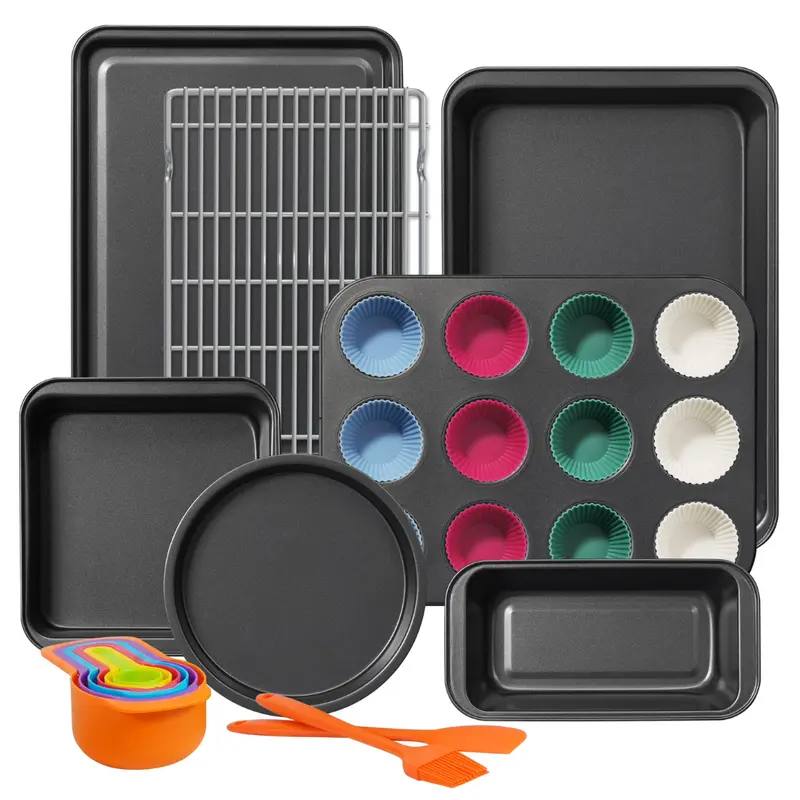 22-Piece Kikcoin Carbon Steel Non-Stick Baking Pan Set 1