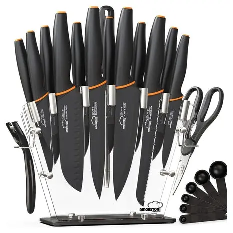 22-Piece Kitchen Knife Set With Acrylic Block 1