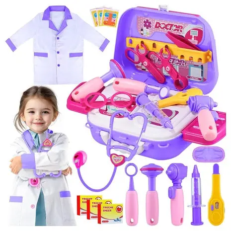 22 Piece Pretend Play Doctor Kit With Costume & Carry Case 1