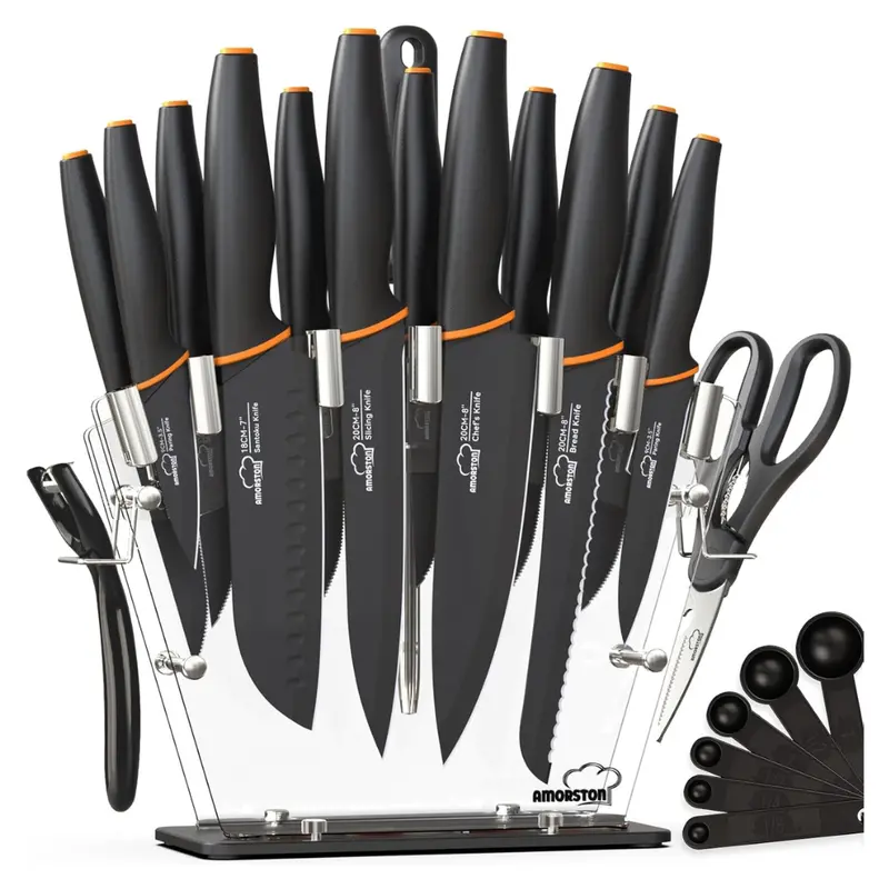 22-Piece Sharpener High Carbon Stainless Steel Knife Set 1