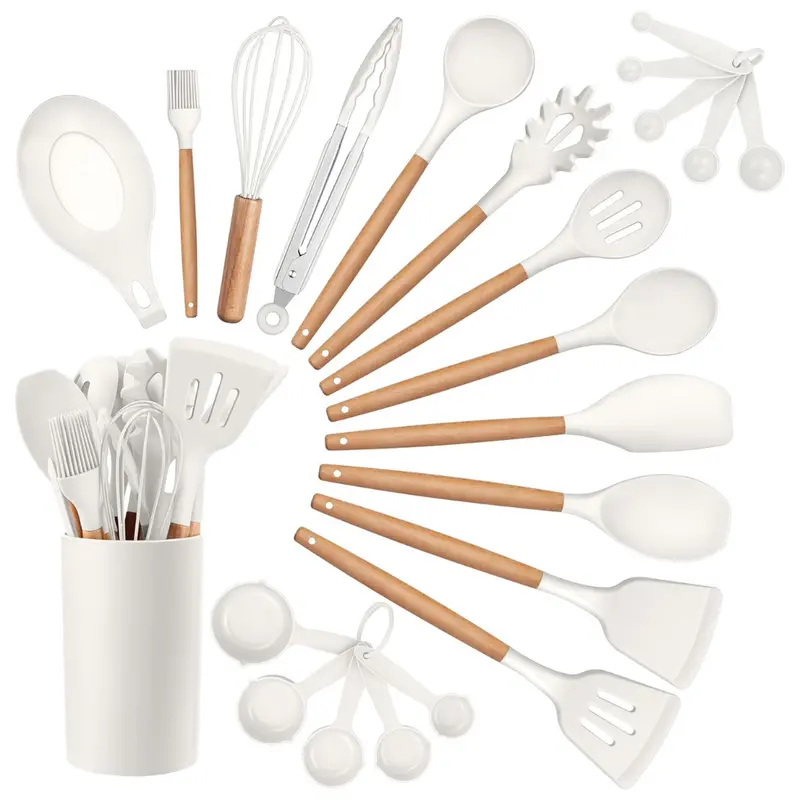 23-Piece Silicone Utensil Set With Holder 1