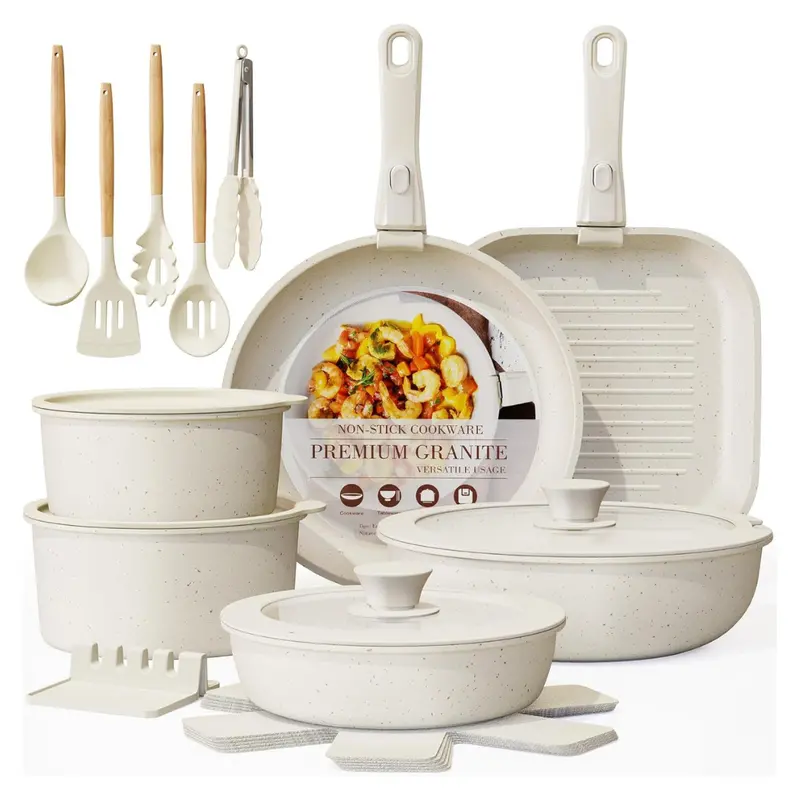 23-Pieces Astercook Pots & Pans Non Stick Ceramic Cookware Set 1