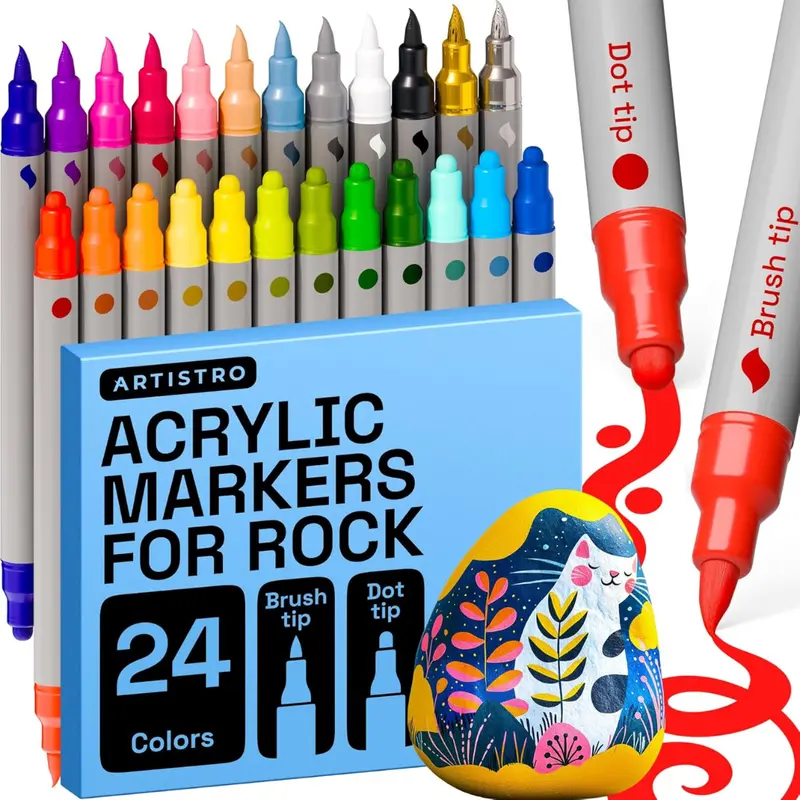 24-Count Artistro Rock Acrylic Dual Tip Paint Markers 1