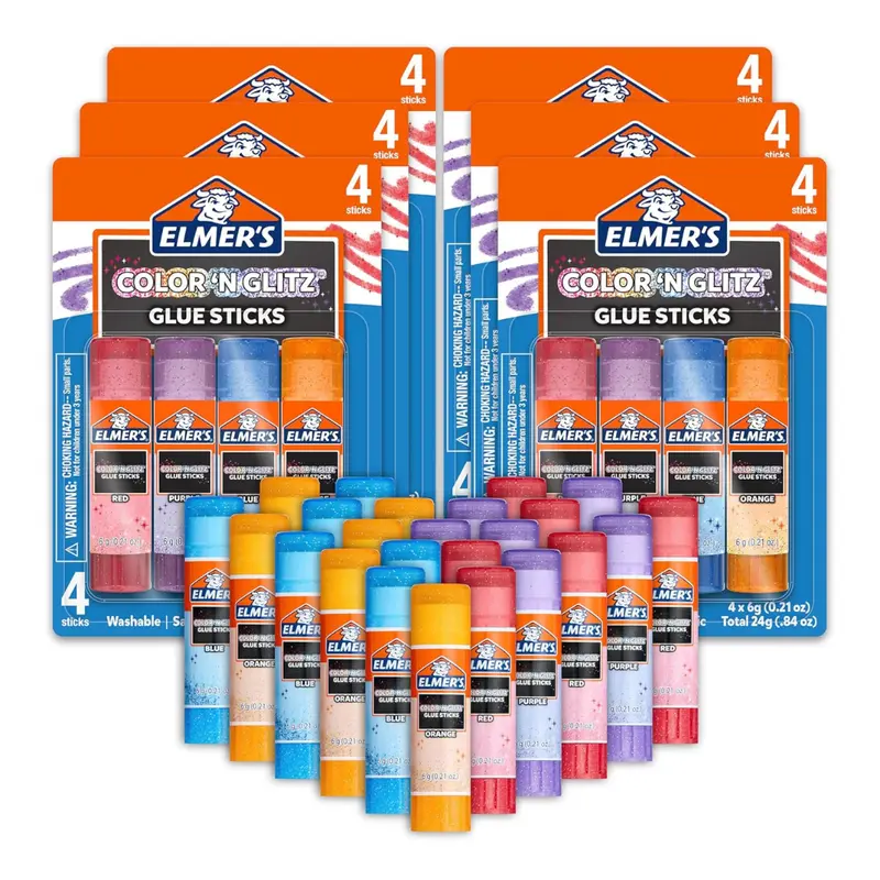 24-Count Elmer's Color 'N Glitz Glue Sticks 1