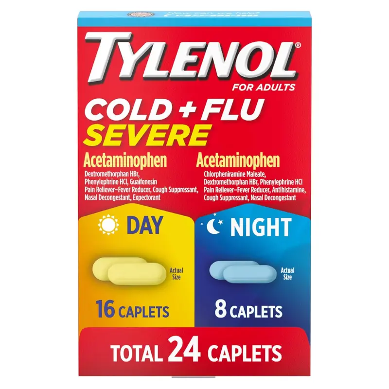 24-Count Tylenol Cold + Flu Severe Day & Night Caplets For Fever 1