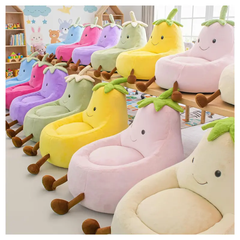 24" Dumos Kids Stuffed Bean Bag Chair With Faux Rabbit Fur Cover 1