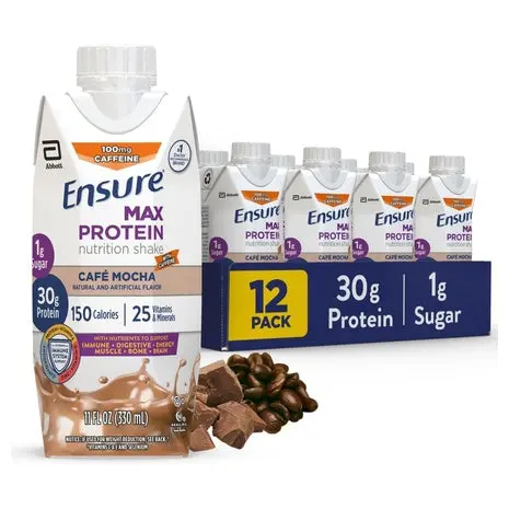 24 Ensure Max Protein Cafe Mocha Shakes (Ou-D) 1