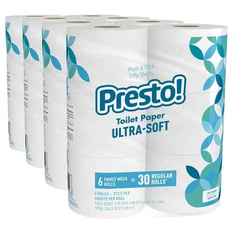 24 Family Mega Rolls (120 Regular Rolls) Presto! Toilet Paper 1