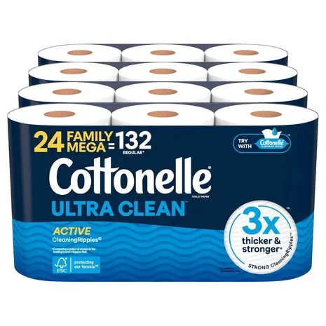 24 Family Mega Rolls Cottonelle Ultra Clean Toilet Paper 1
