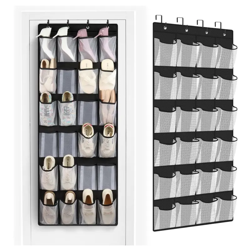 24 Large Pockets Over Door Shoe Organizer 1