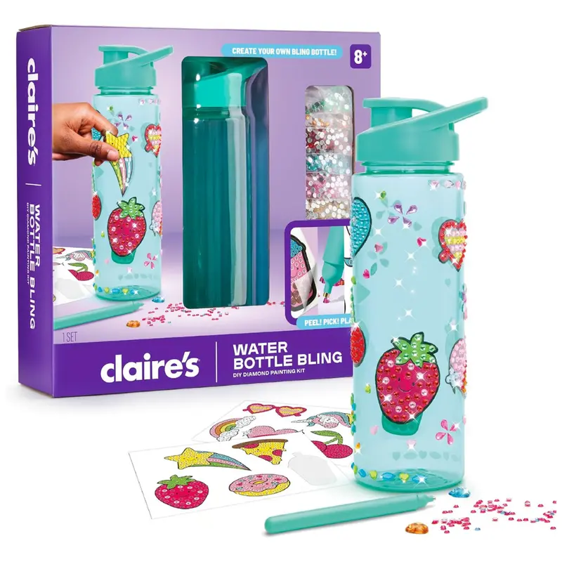 24 Oz Claires Water Bottle Bling Decorating Set 1