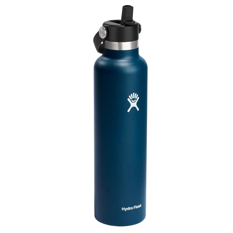 24 Oz Hydro Flask Insulated Stainless Steel Water Bottle W/Straw Lid 1