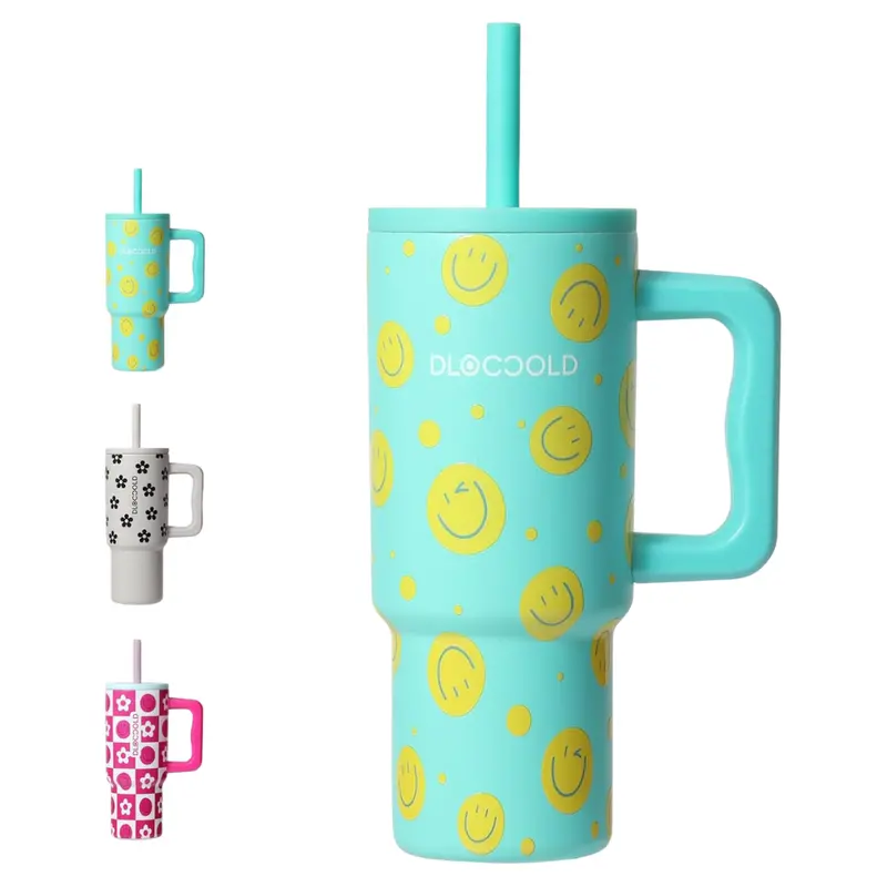 24 Oz Tumbler With Handle And Silicone Straw Lid 1