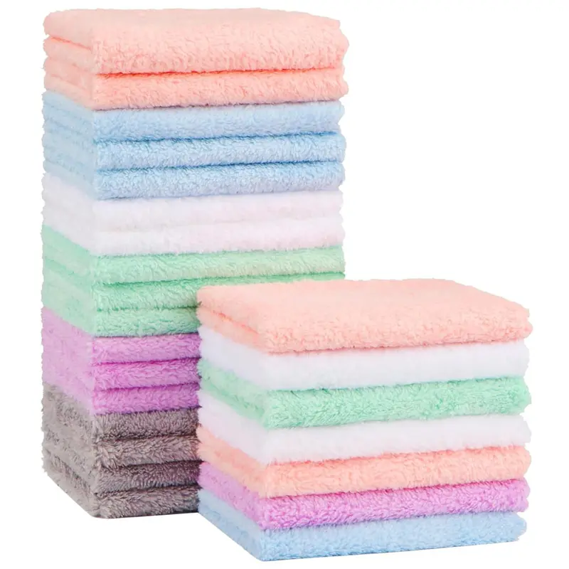 24-Pack 7" X 9" Microfiber Coral Fleece Baby Washcloths 1