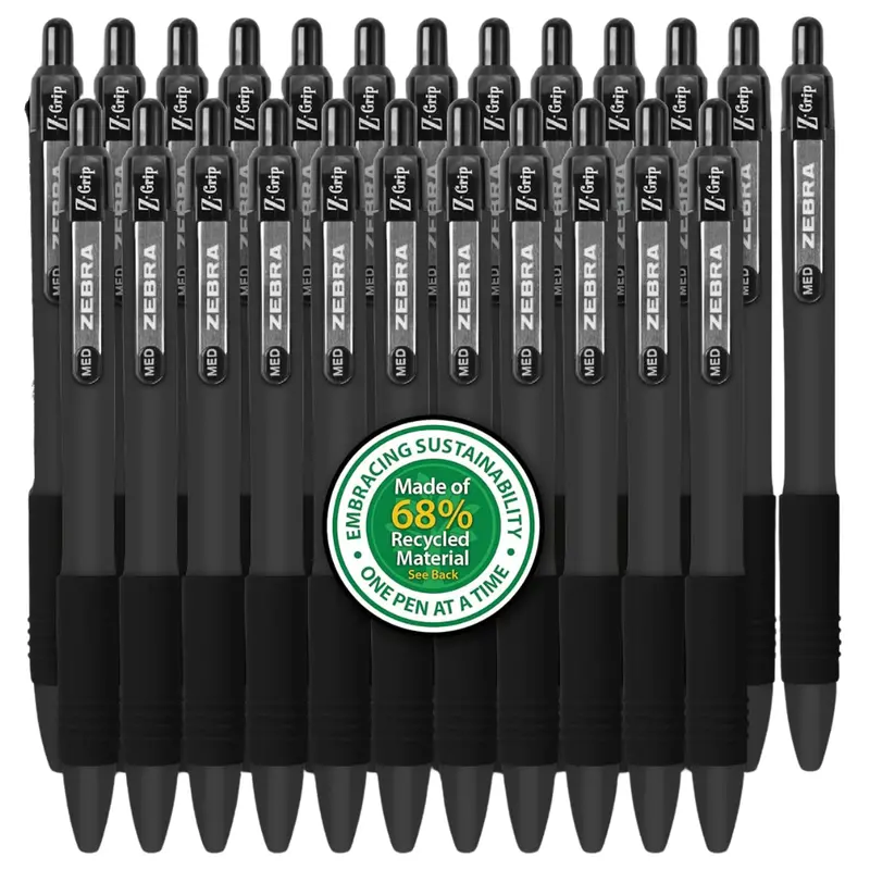 24-Pack Zebra Pen Z-Grip Medium Ballpoint Pens (Black Ink) 1