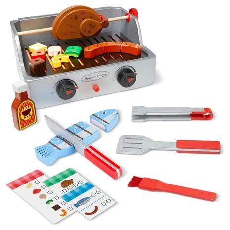 24-Piece Melissa & Doug Rotisserie And Grill Wooden Barbecue Play Food Set 1