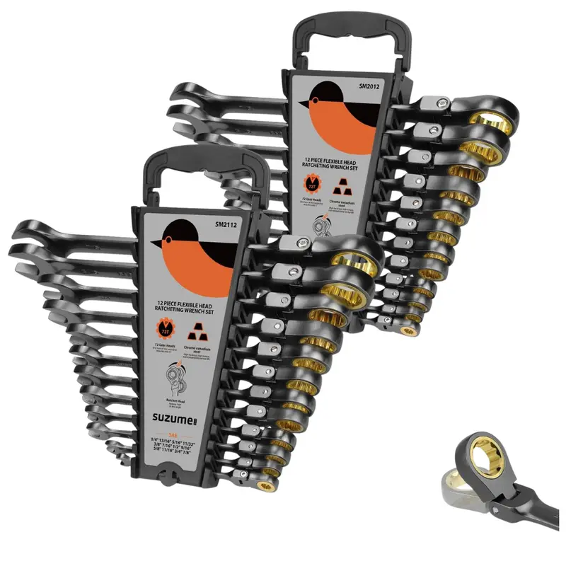 24-Piece Suzume Metric And Sae Flex Head Ratcheting Wrench Set 1