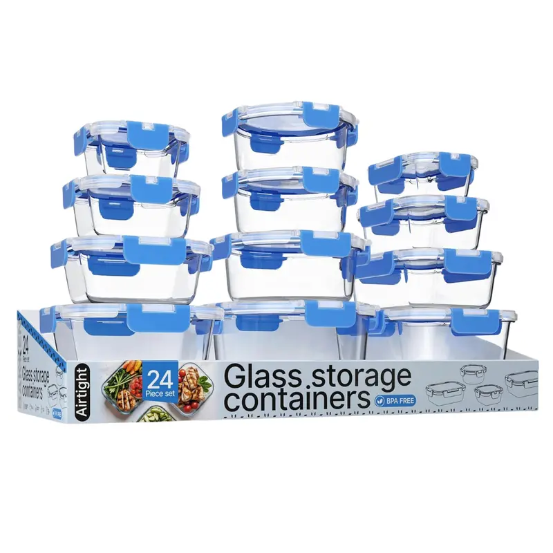 24-Pieces Borosilicate Glass Food Storage Containers W/ Lids 1