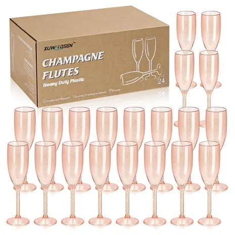 24 Reusable Plastic Champagne Flutes 1