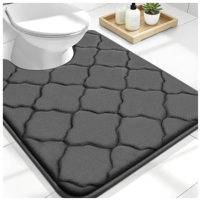 24" X 20" U Shaped Memory Foam Toilet Rug 1