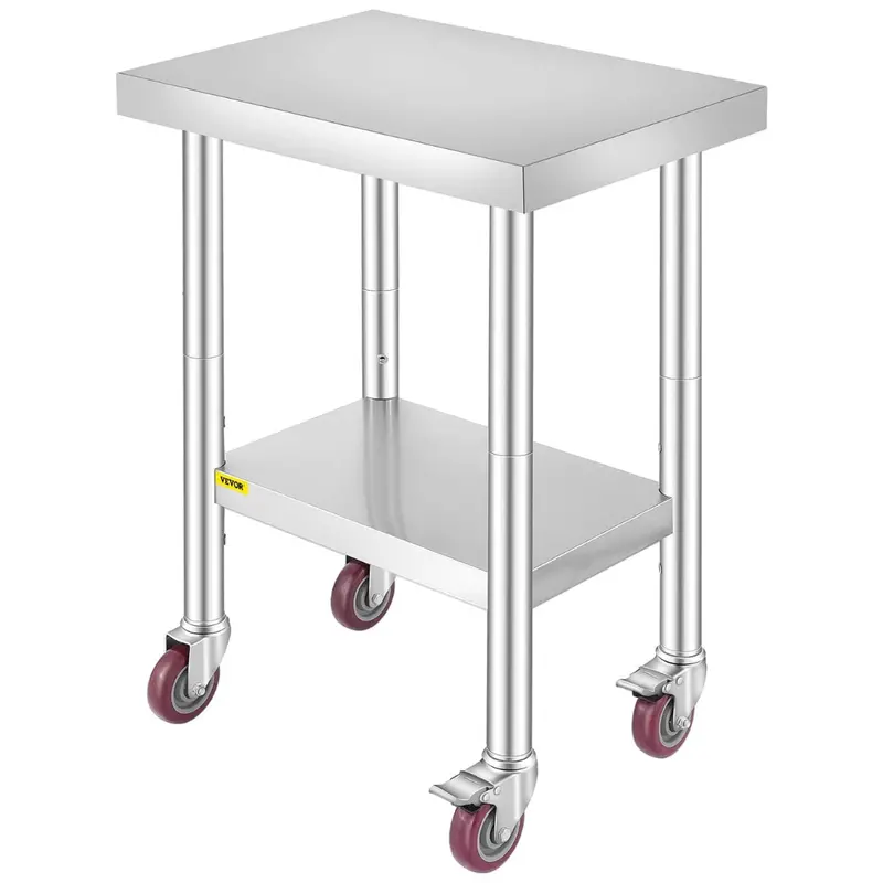 24"X 34" Vevor Stainless Steel Food Prep Worktable W/ Wheels & Shelf 1