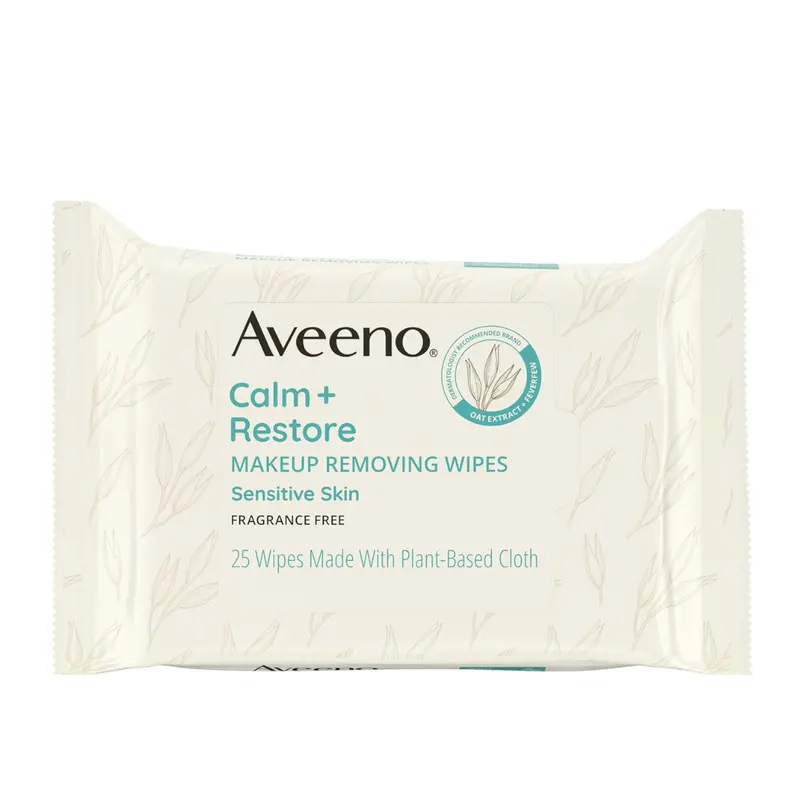 25-Count Aveeno Calm + Restore Nourishing Makeup Remover Face Wipes 1