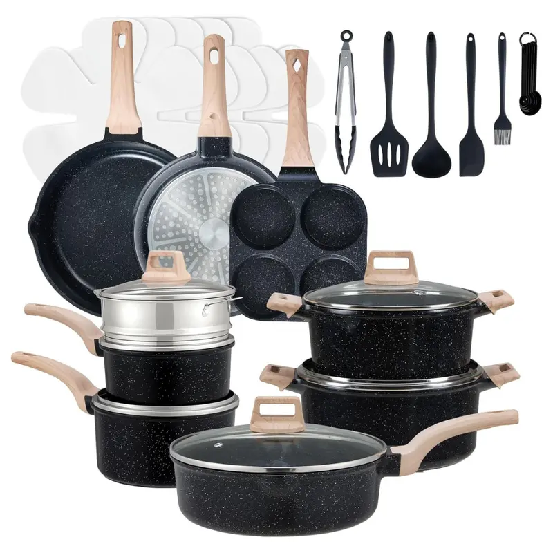 25-Piece Sweetcrispy Nonstick Induction Pots And Pans Set 1