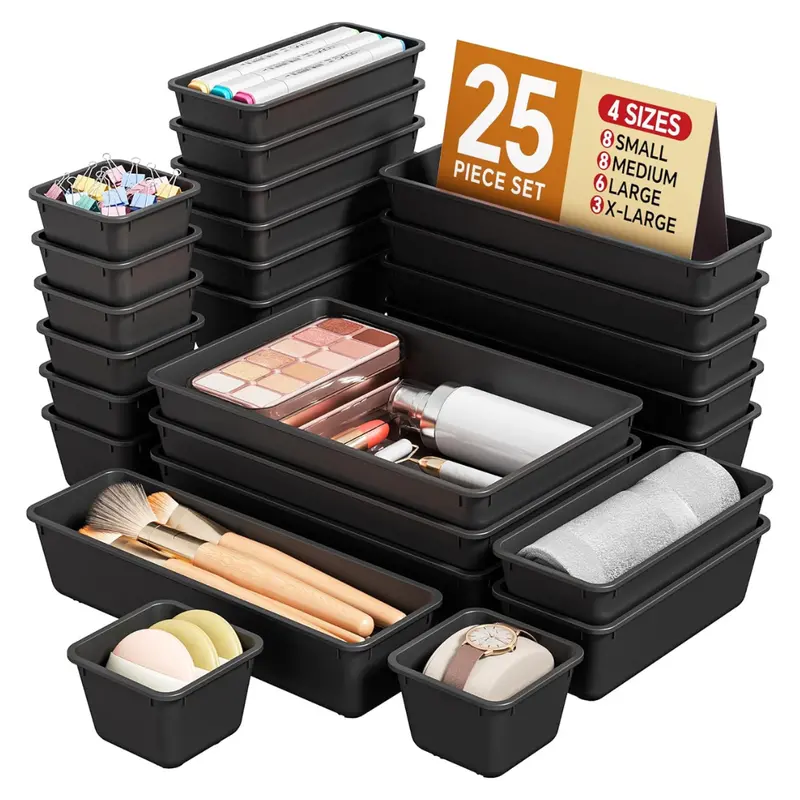 25-Pieces Kemethy Plastic Drawer Organizers Set 1