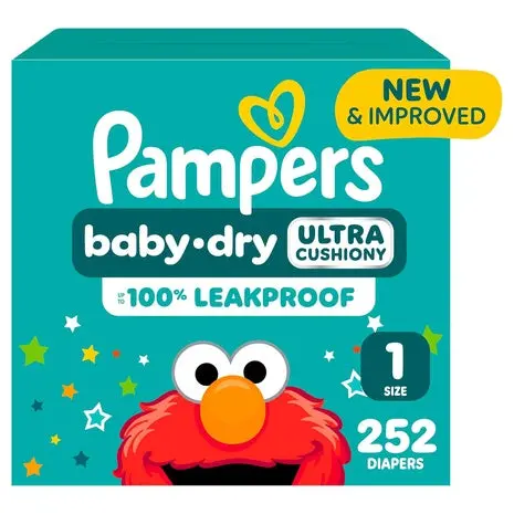 252 Size 1 Pampers Baby Dry Diapers 1